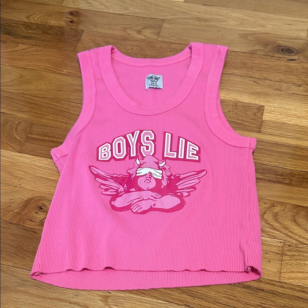 Boys Lie Pink Graphic Kids Tank Top